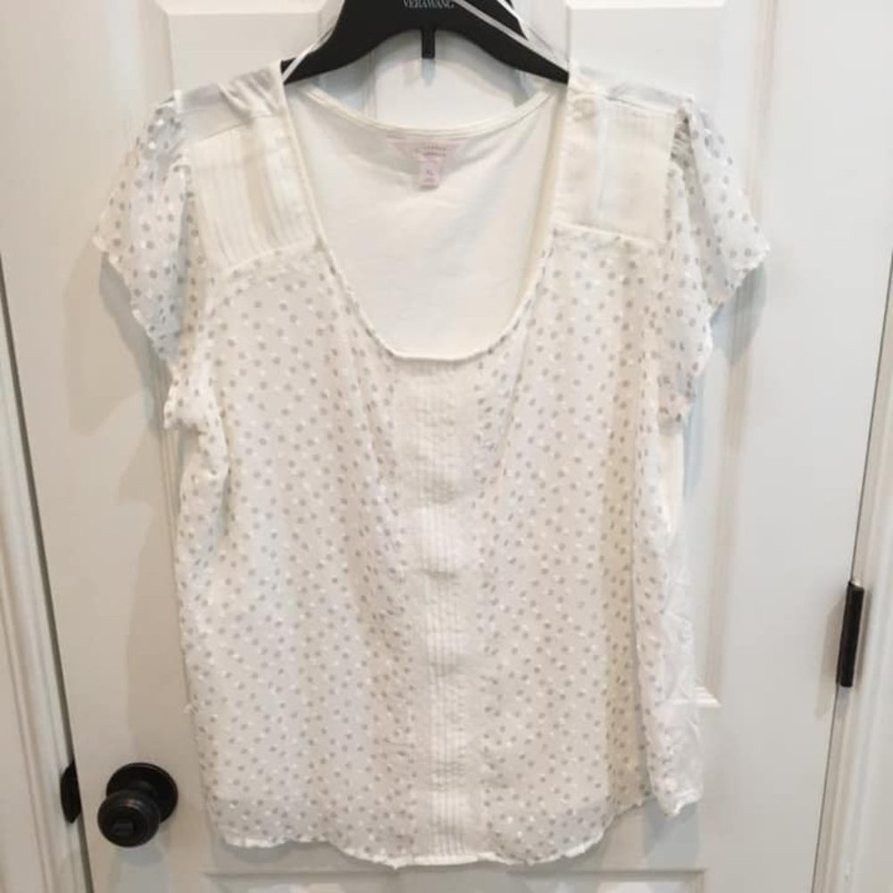 White Hobnail & Pleated Blouse